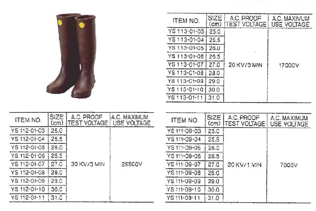 高壓絕緣鞋_尺寸表